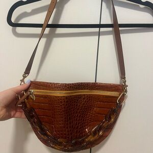 Clare V. Brown Crocodile-Pattern Crossbody Bag
